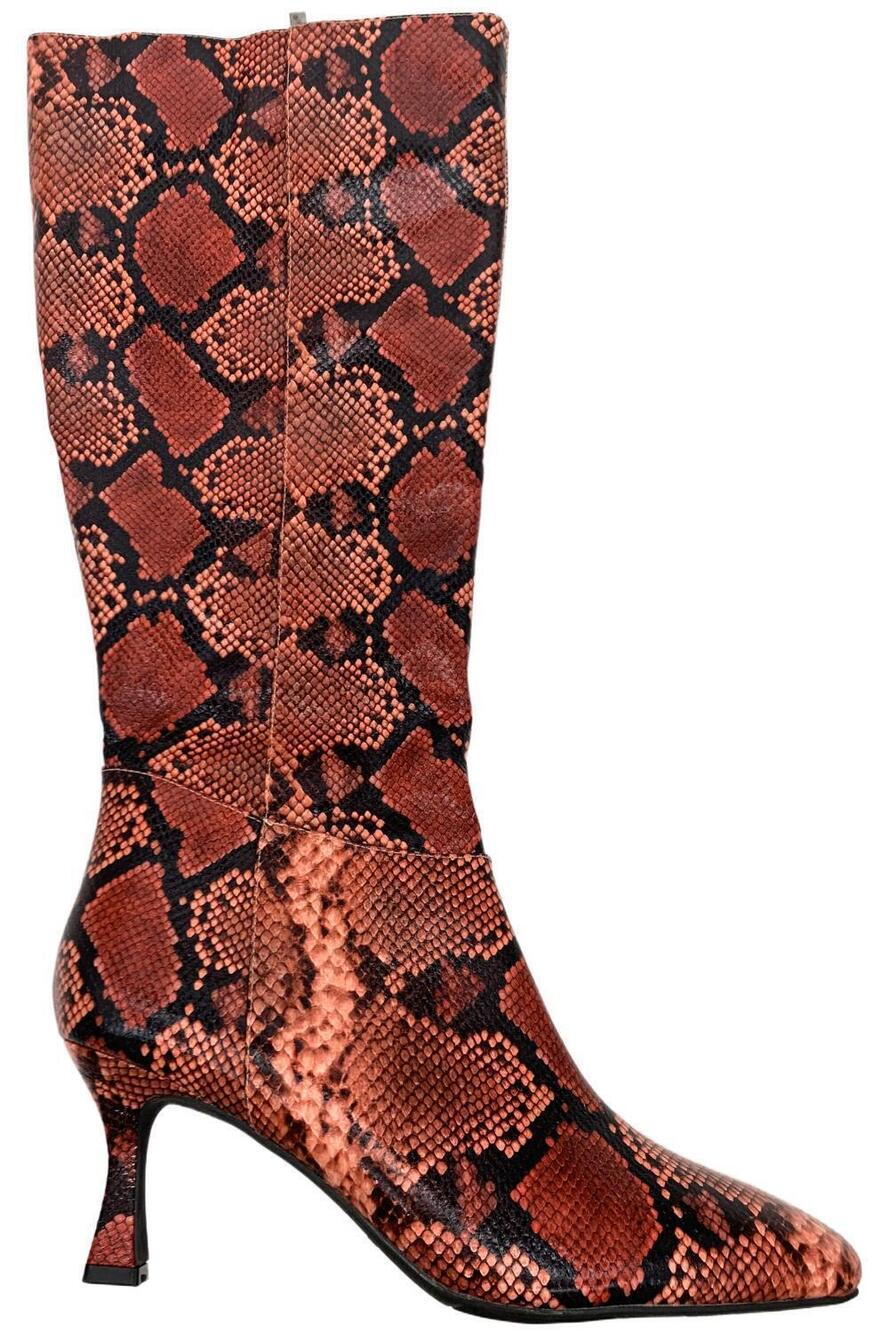 Masseys Women's Janis Tall Shaft Heeled Ankle Boots Cranberry Snake - Wide